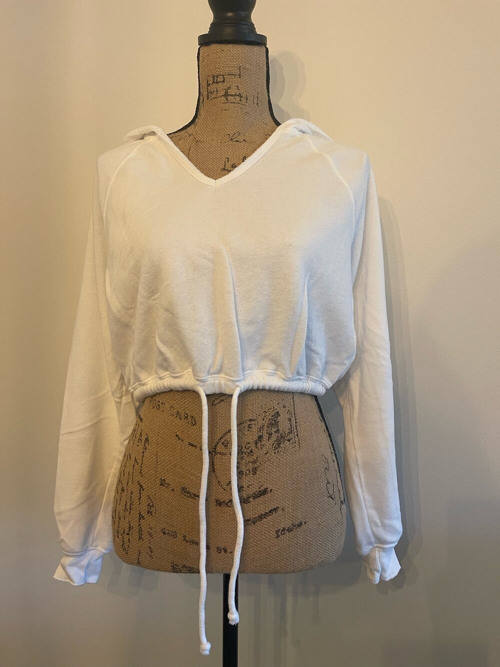 Hollister White Cropped Hoodie Size XS